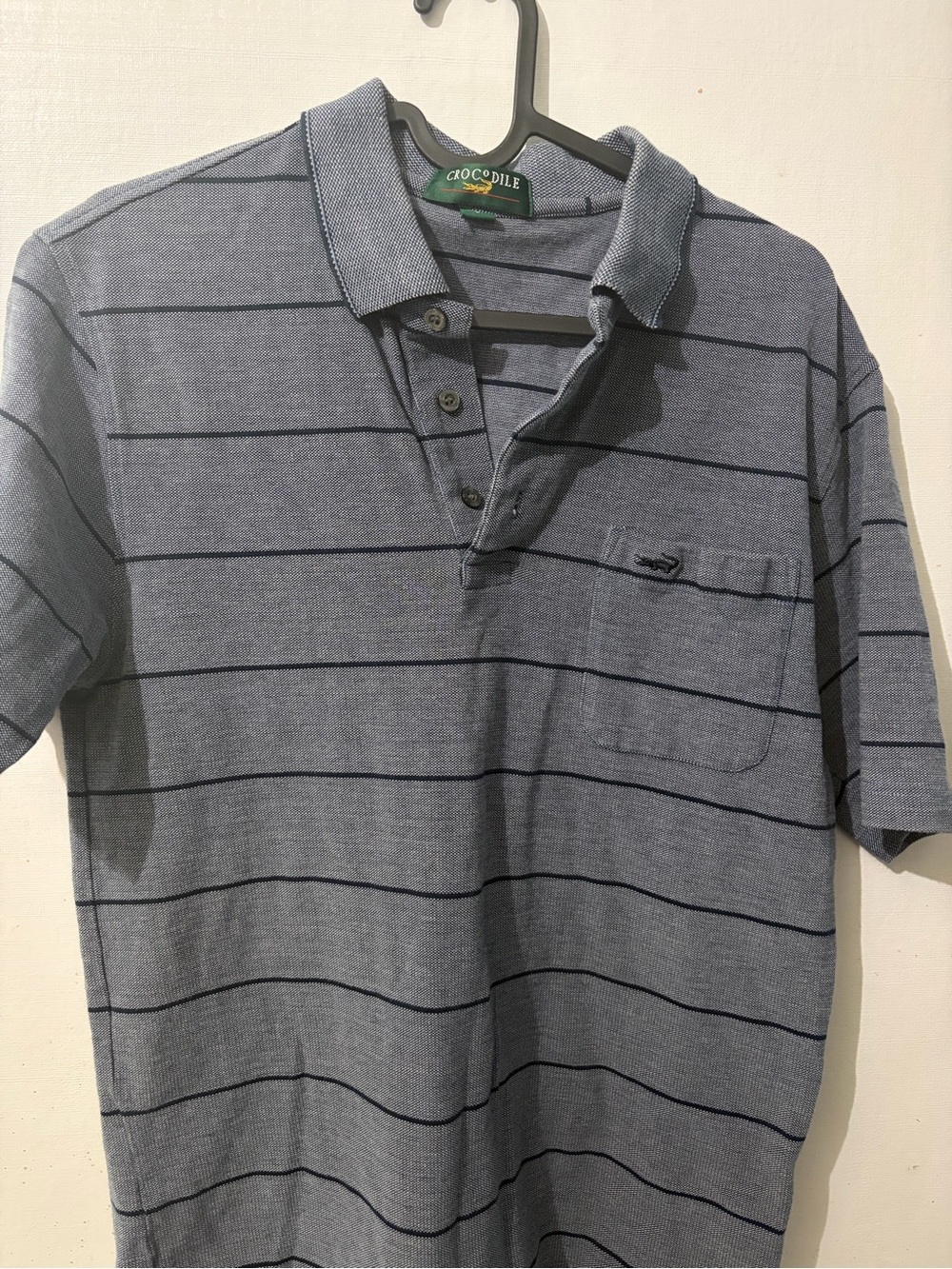 Crocodile Men's Blue Striped Polo Shirt